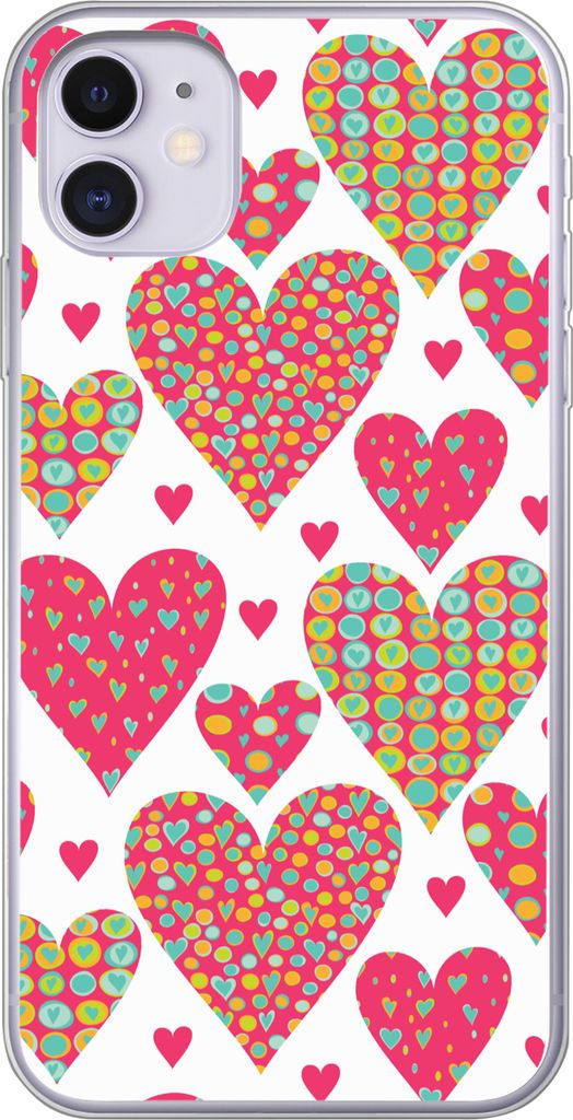 MuchoWow Handyhülle Schutzhülle Hülle für Telefoonhoesje iPhone 11 Mädchen - Herz - Liebe - Muster - Mädchen - Kinder - Kinder - Kind Silik...