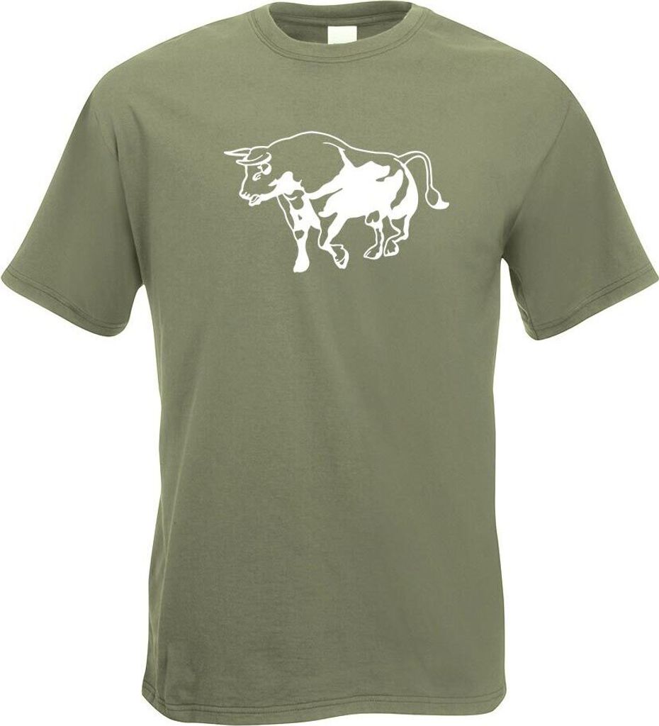 Kiwistar - T-Shirt - Olive - Stier Motiv 3 - Bulle - Hausrind Herren Funshirt Bedruckt Design Sprüche Spruch Motive - mit Motiv Bedruckt - Funshir...