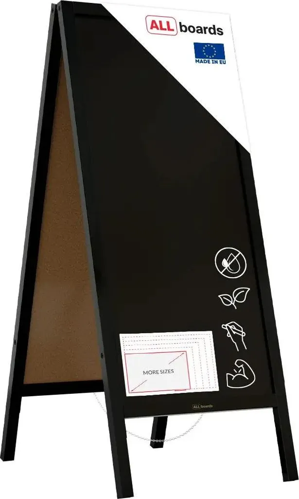 Lavagna Nera Design ALLboards 150x61cm - Cavalletto Legno Nero Chic
