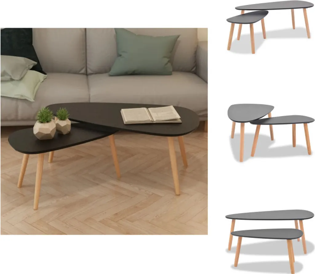 Restyling Living: Set 2 Tavolini Neri vidaXL in Pino Massiccio - Must-Have