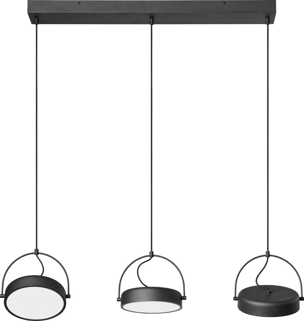 OSRAM Decor Puck 3XPendant LED Pendelleuchte, Schwarz Stahl, 36W, 1250lm, 3000K, CRI >90,