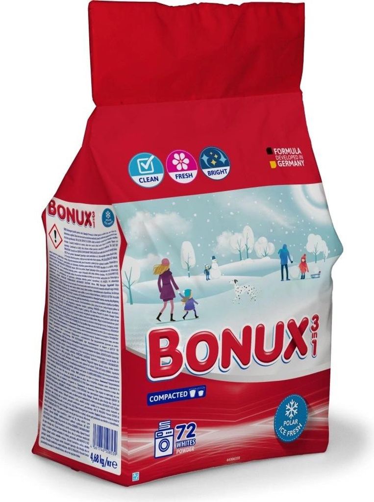 Biely prací prášok Bonux White Polar Ice Fresh - 72 praní - Obrázok produktu 