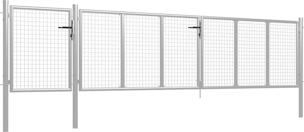 vidaXL Tuinpoort van staal, 500 x 100 cm, zilverkleurig Productafbeelding 