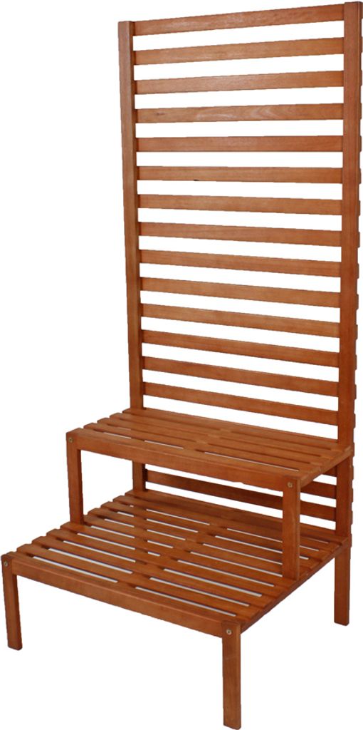 Jardinion Sichtschutz mit Pflanzentreppe 66x 80x 180, Blumentreppe, Eukalyptus, Terrasse Balkon Garten Braun, Balkonverkleidung