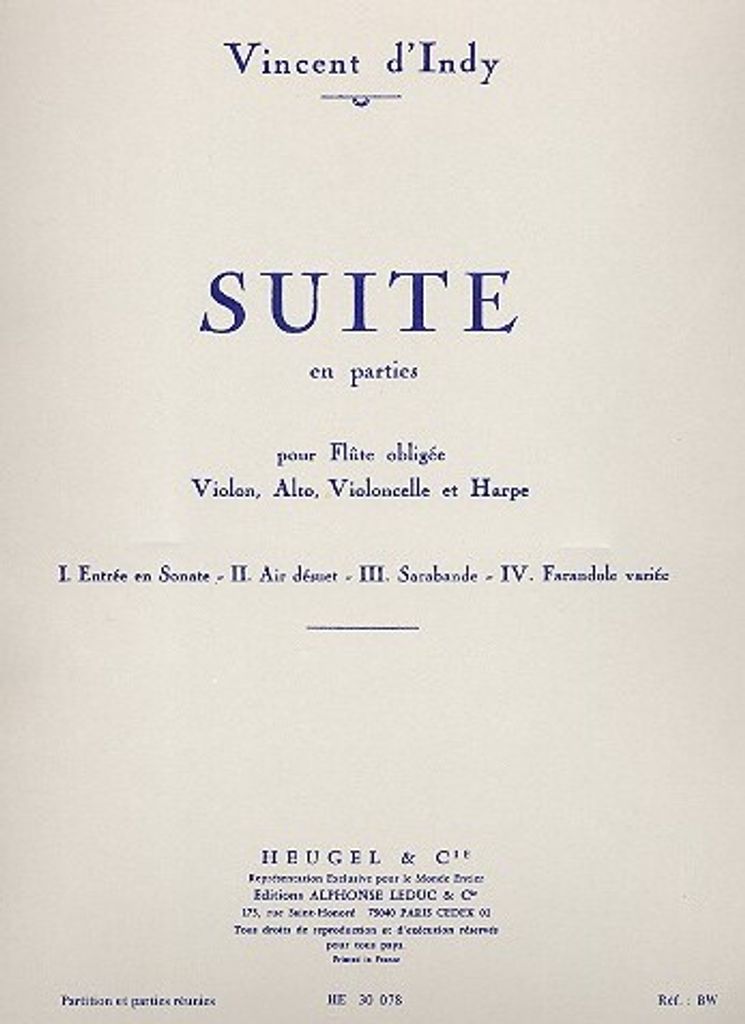 Suite en parties op.91 pour flute, violon, alto, violoncelle et harpe partition de poche et parties