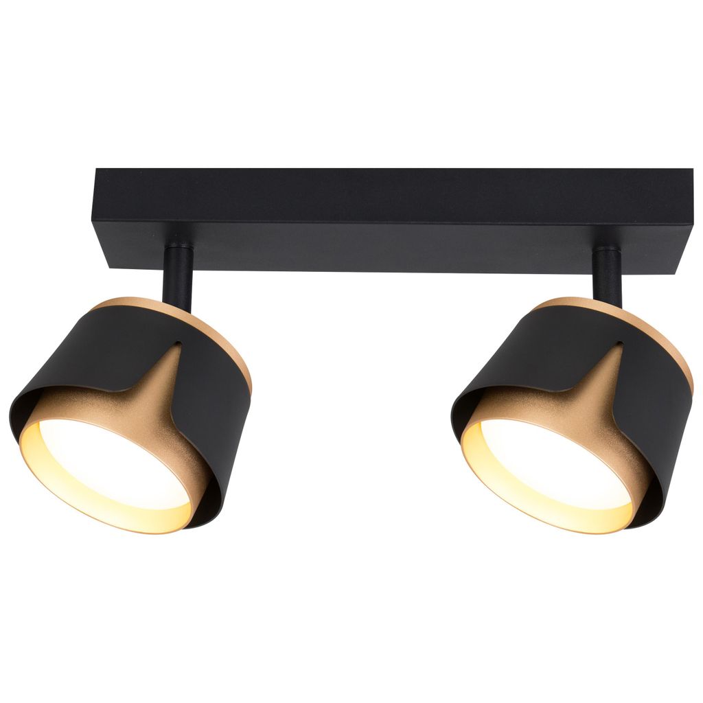 XUDO LED Deckenstrahler GX53 schwarz gold 2 flammig Produktbild 
