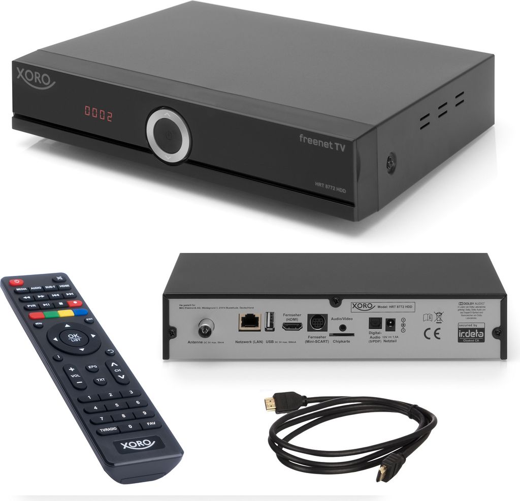 Xoro HRT 8772 TWIN HDD DVB-T2 / DVB-C Receiver mit Produktbild 