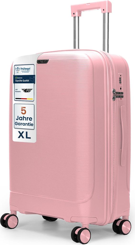 4FLY Leichter Hartschalen-Reisekoffer XL 75 cm (90L) – mit TSA-Schloss, 4 Spinner-Doppelrollen und Aluminium-Teleskopgriff, Aufgabegepäck