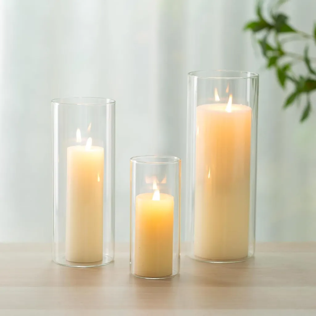 Trio Lanterne Vetro per Matrimoni ed Eventi - Portacandele 20cm