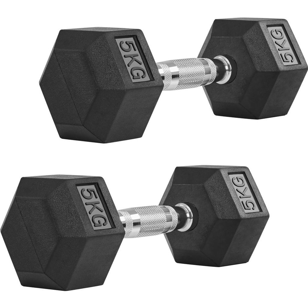 Yaheetech 2er Set 5 kg Kurzhanteln, Hexagon Hanteln, Anti-Rutsch, gummiummantelt & bodenschonend, Schwarz