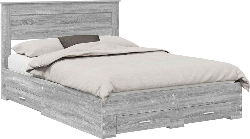 vidaXL Bettrahmen Graues Sonoma 140 x 200 cm Holzwerkstoff