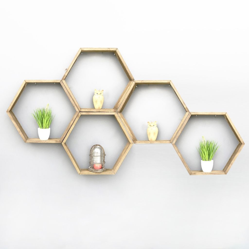 Skye Decor, Hex002, nástěnné police, ořech, dřevo, 40 x 37 Obrázek produktu 