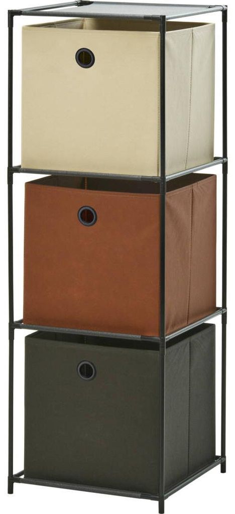 Rayonnage de stockage 3 niveaux avec boîtes textiles 102 cm Image du produit 