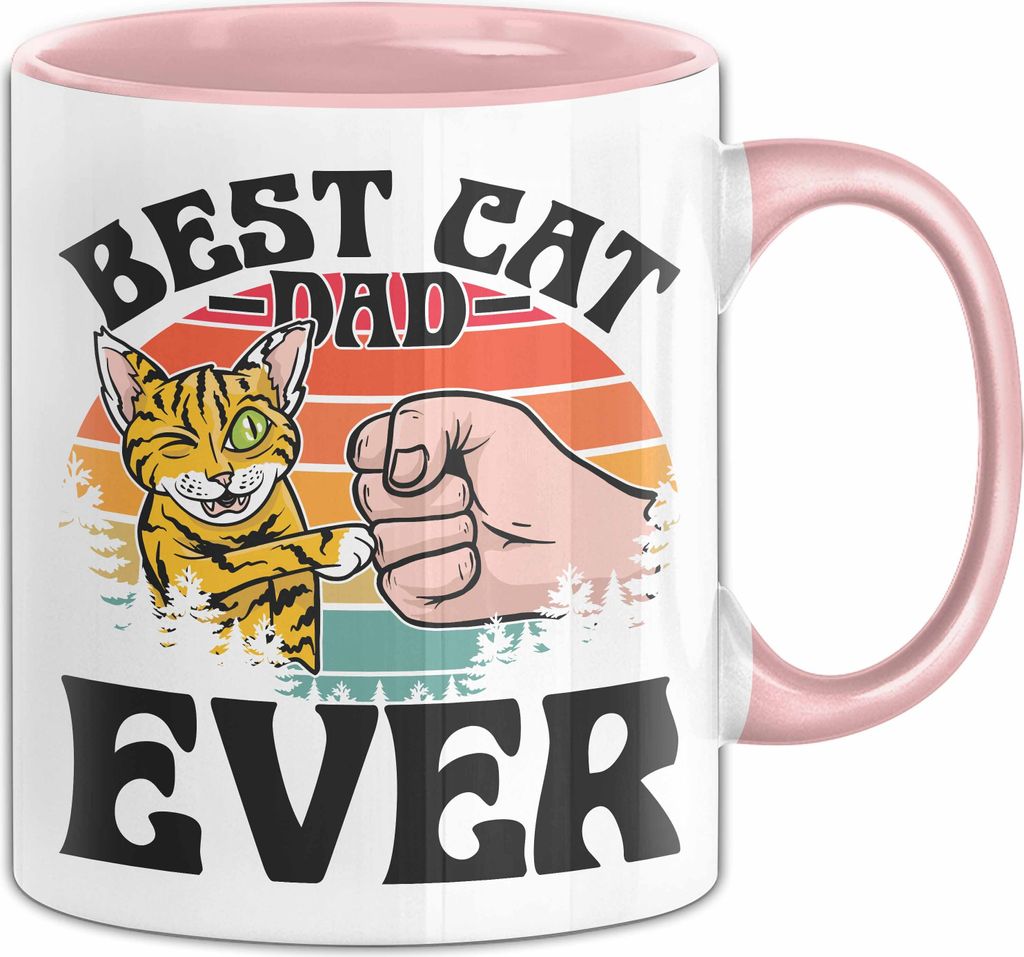 Best Cat Dad Ever Tasse Geschenk Katzen-Papa Geschenkidee Geburtstag Vatertag (Rosa)