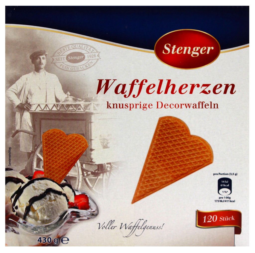 Stenger Waffelherzen, 3er Pack (3 x 430g Schachtel) Produktbild 