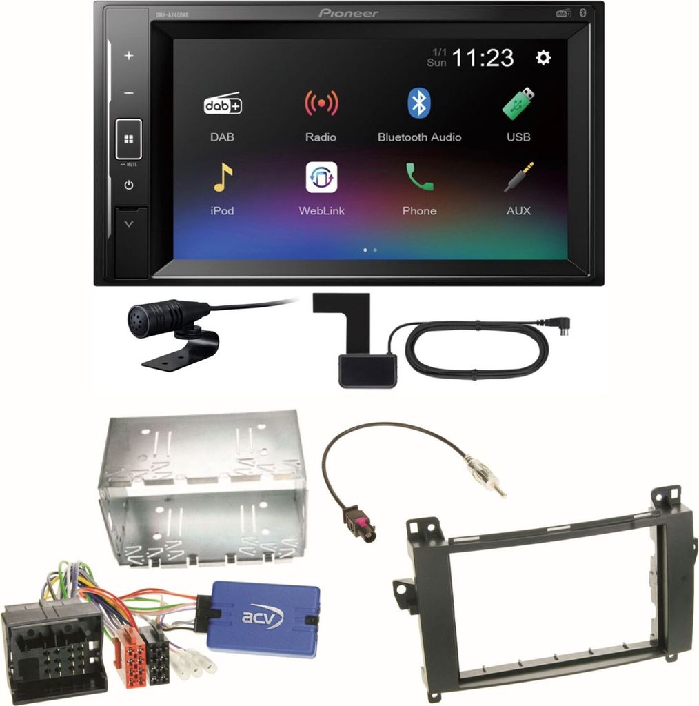 Pioneer DMH-A240DAB DAB+ Bluetooth Einbauset für Mercedes A Produktbild 