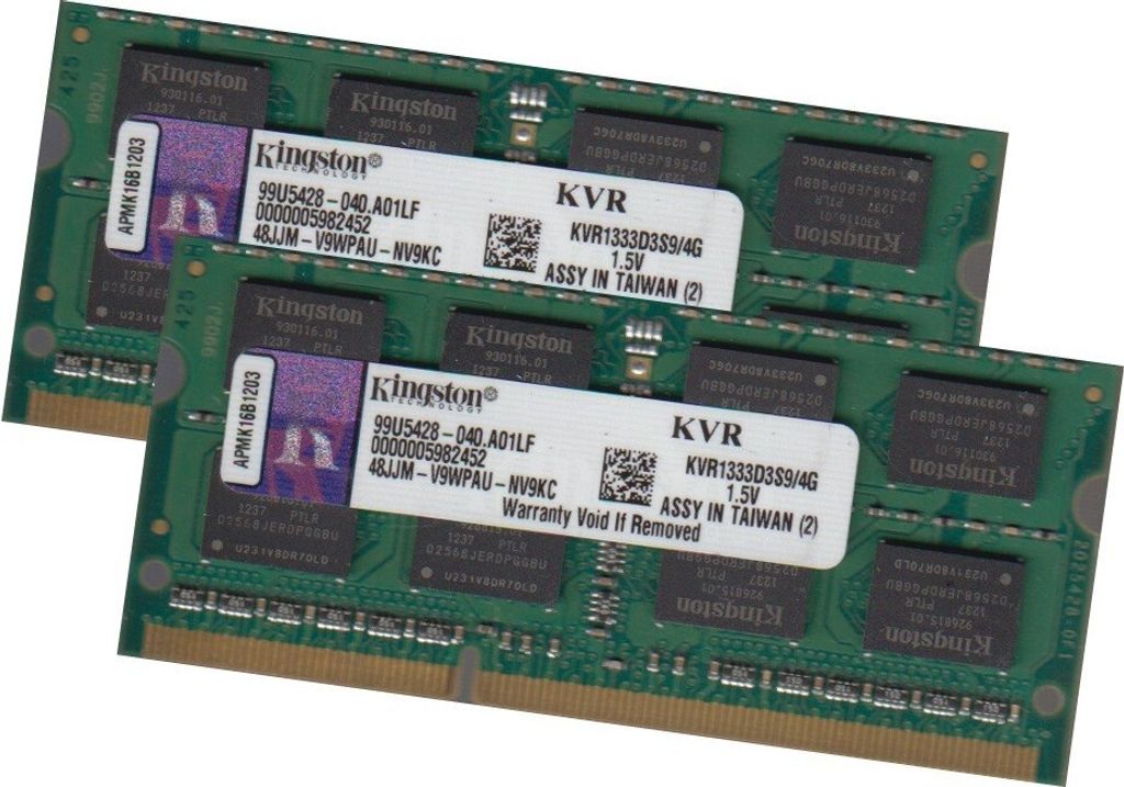 Kingston 8Gb 2x 4Gb Laptop Memory 1333 Mhz KVR1333D3S9 Immagine del prodotto 