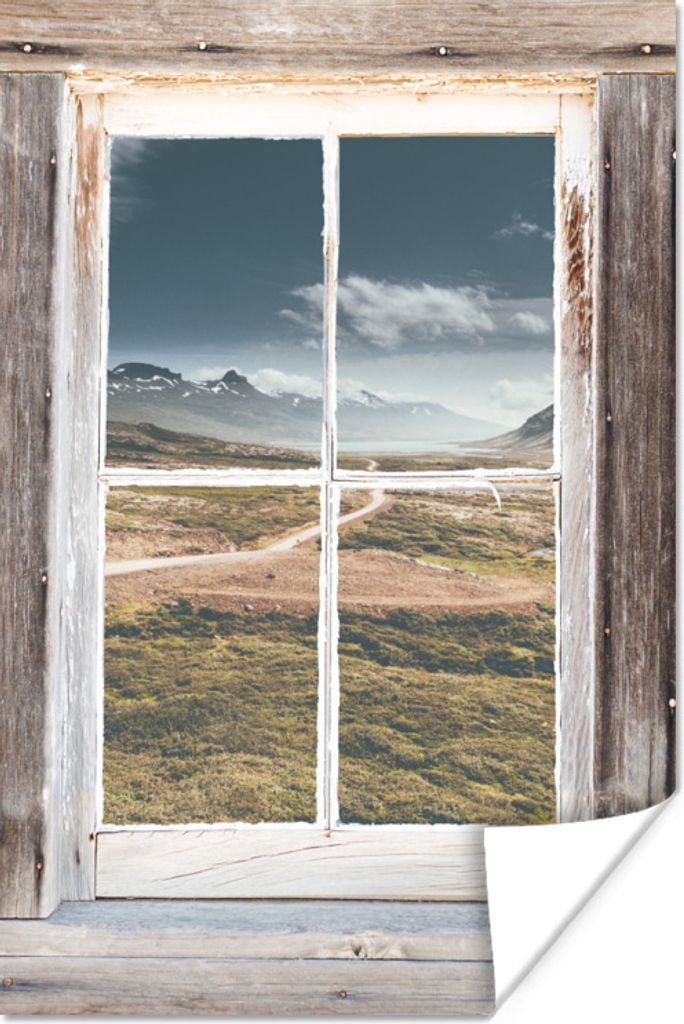 MuchoWow Poster Aussicht - Berg - Holz 80x120 cm - Papierdruck