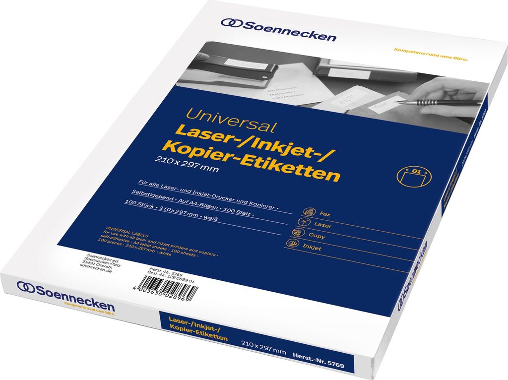 Etikett 5769 210x297mm weiß 100 Stück Packung mit 10 Stück