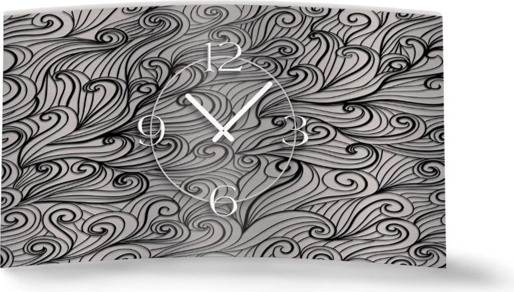 Abstrakt Zendoodle Ornament grau schwarz Designer Wanduhr modernes Wanduhren Design leise kein ticken dixtime 3DS-0044