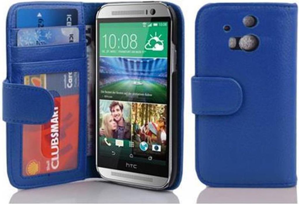 Cadorabo Hülle für HTC ONE M8 in Blau Backcover Handy Schutz Hülle Book Case Booklet Kartenfächer