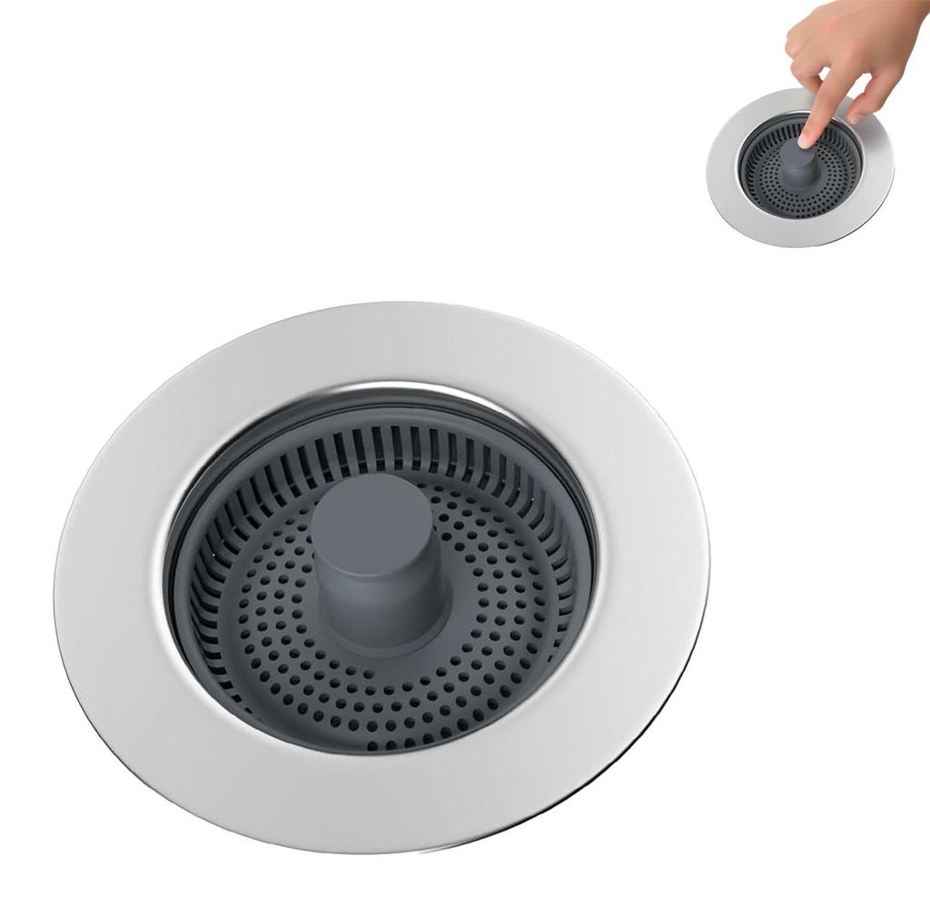 Spülbeckenstöpsel, universeller Abflusssieb, Spülbeckenstöpsel, Wasserhahnstöpsel, Bodenablaufsieb, aus Edelstahl, geeignet für Spülbecken m...