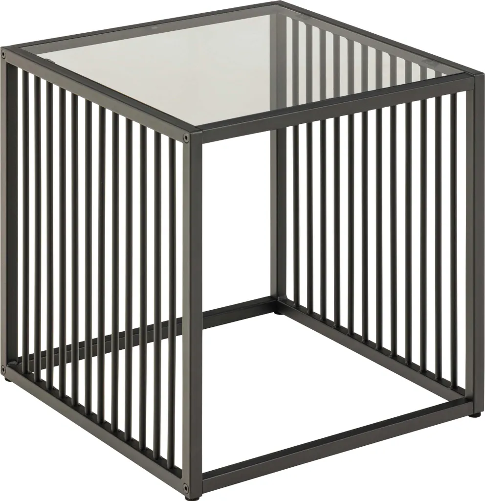 Tavolino Strington 40x40 Vetro Grigio - Complemento Arredo Design
