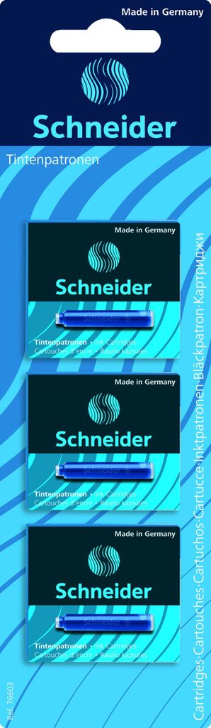Schneider Tintenpatronen 6603 blau, Blisterkarte mit 3 Packungen