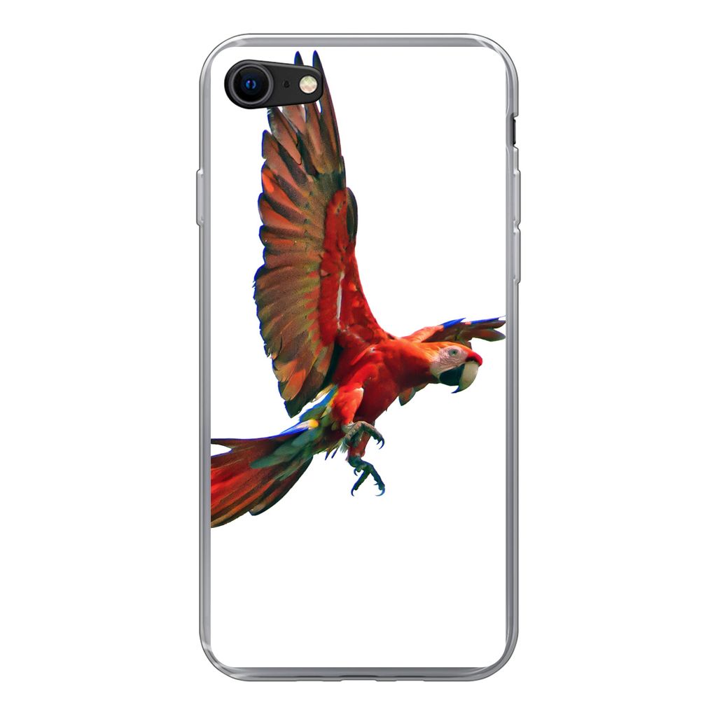 MuchoWow Handyhülle Schutzhülle Hülle für iPhone 7 Ara - Vogel - Porträt Silikon Softcase Handy Hülle - Kartenhalter