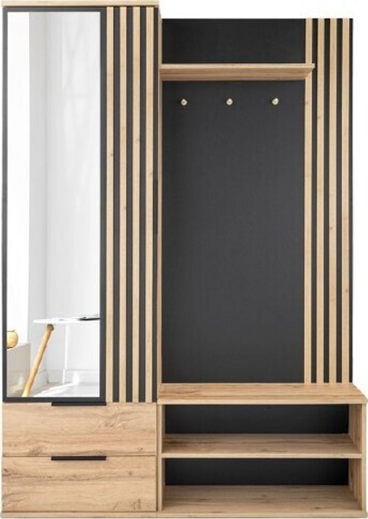Albello Garderobenschrank Kleiderschrank mit Spiegel Luis Produktbild 1