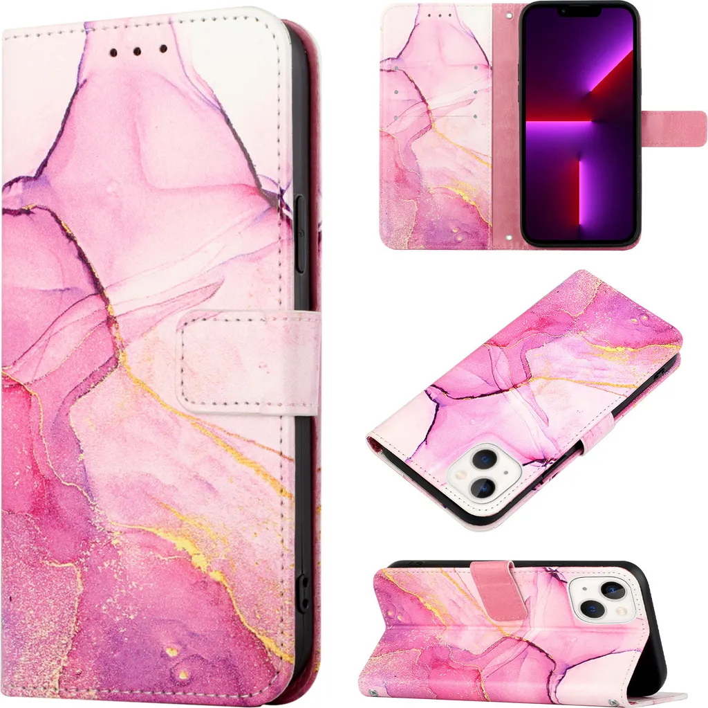 Cover iPhone 13 Marmo Rosa: Il Must-Have Trendy con Porta Carte