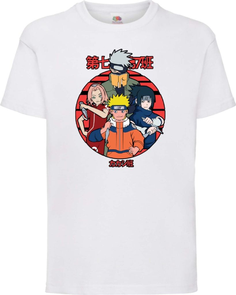 Kinder T-Shirt Japan Animation Manga Anime Comics Naruto Team 7 01 Var-031 Team Members, 5-6 Jahr - 116 / Weiß