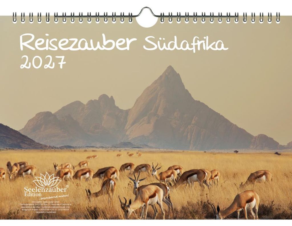 Reisezauber Südafrika DIN A4 Kalender für 2027 Afrika Landschaft Reise Tiere Urlaub - Seelenzauber