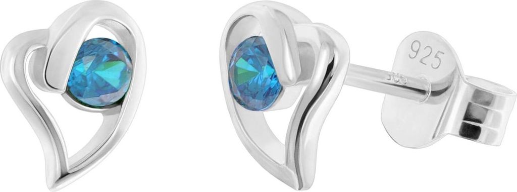 trendor 21404-05 Damen Ohrringe 925 Silber Ohrstecker Zirkonia Saphir-Blau