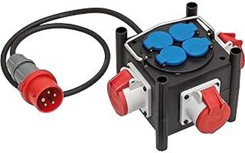 Brennenstuhl kompakter Gummi-Stromverteiler (Kabel 1m, 3X CEE 400V/16A, 4X 230V/16A, für Baustellen und Dauereinsatz im Außenbereich, Germany) f...