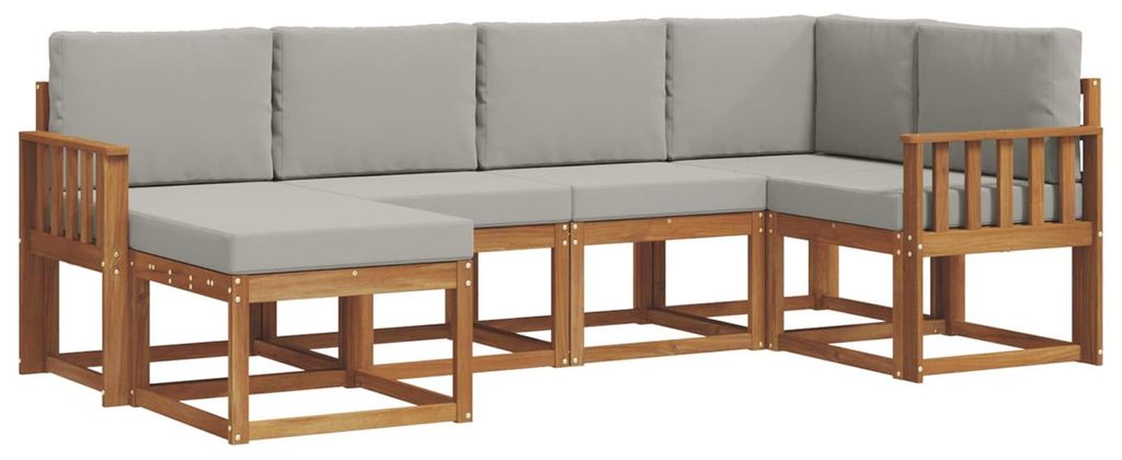 vidaXL Outdoor-Sofagarnitur mit Kissen 6 pcs Natürlich und Hellgrau