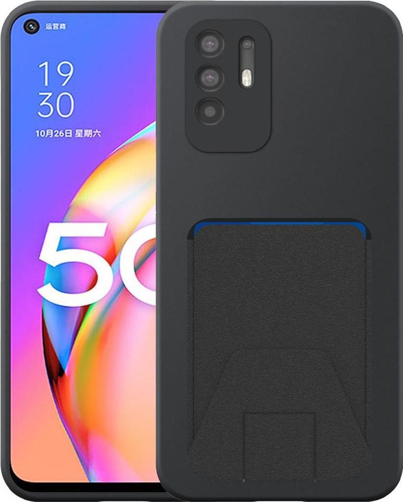 Geeignet für Oppo A94 5G Phone Case mit einstellbaren Leder Kartenschlitz - Flexible Back Cover Case Silikon TPU mit einstellbaren Leder Kartensch...