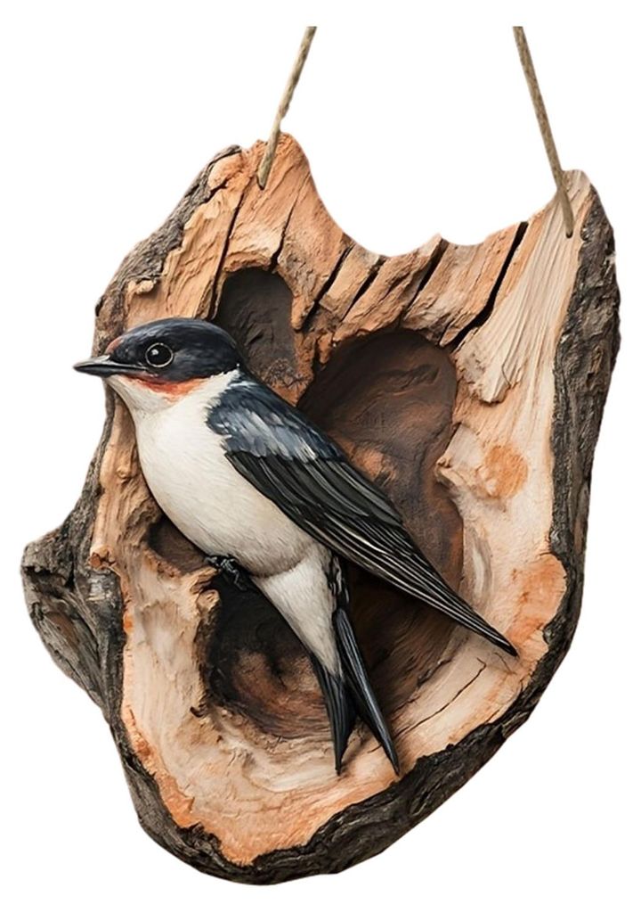 Vogelornament, 2D-Holzvogel-Hängeschild, rustikale Wanddekoration für Veranda, Garten oder Landhausstil