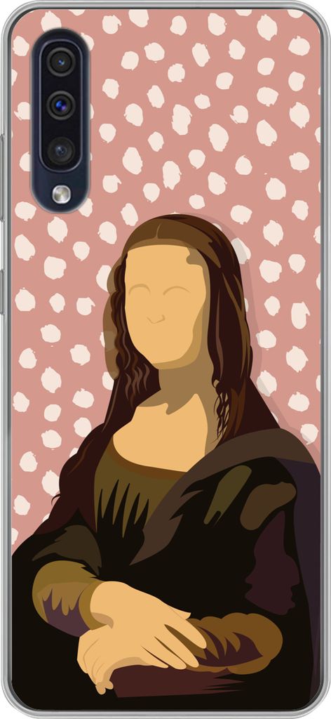 MuchoWow Handyhülle Schutzhülle Hülle für Telefoonhoesje Samsung Galaxy A50 Leonardo da Vinci - Alte Meister - Punkte - Vintage Silikon Softc...