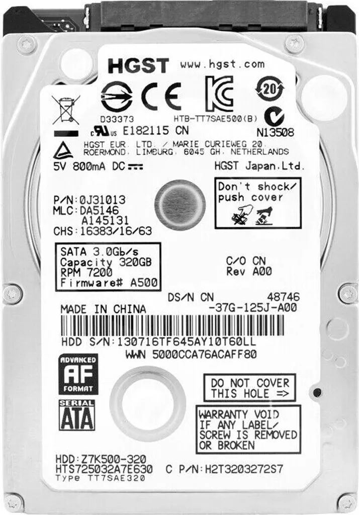 Disco Rigido Interno HGST 320GB 2.5" SATA 7200Rpm 32MB Cache