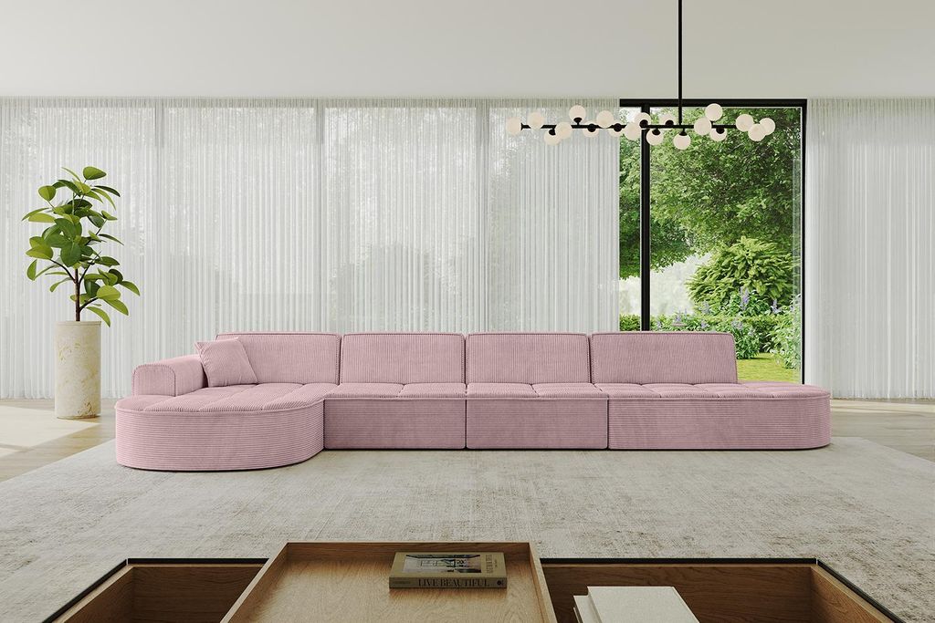 ALTDECOR Ecksofa in L- Form TARO-L3 - 413x171x79,5 cm Rosa - Corner Sofa Bett Eckcouch Couch Wohnlandschaft Cauchsofa