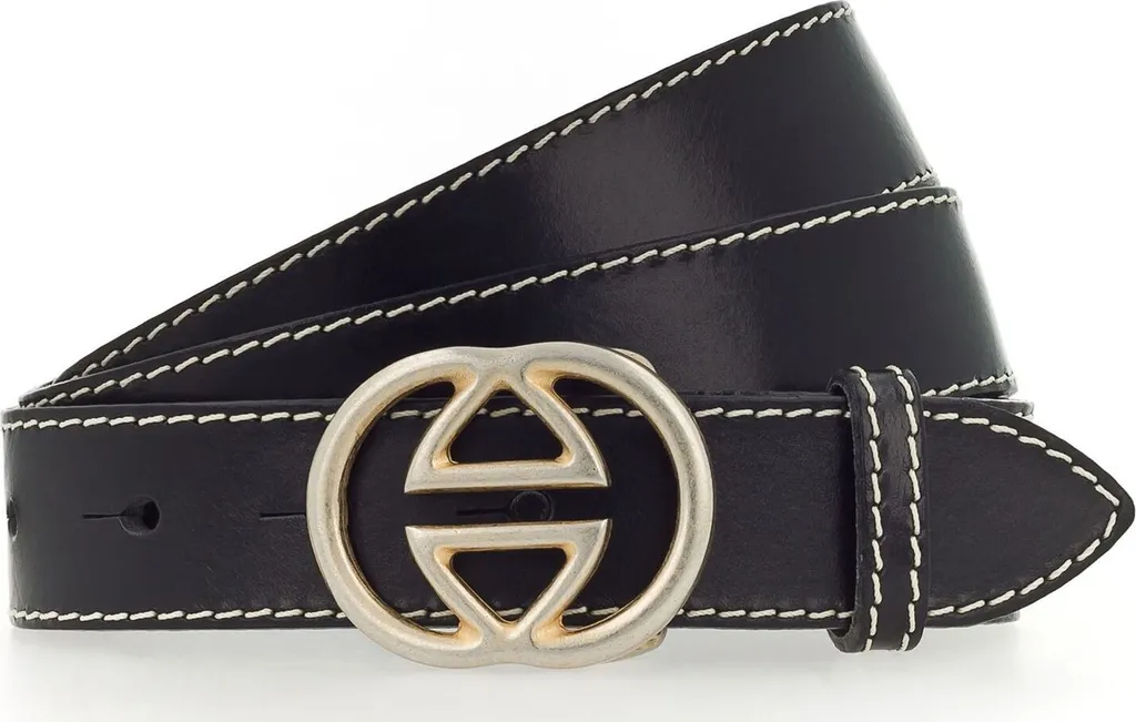 Regalo Uomo: Cintura Vanzetti Pelle Nera W95 - Leather Buckle Belt