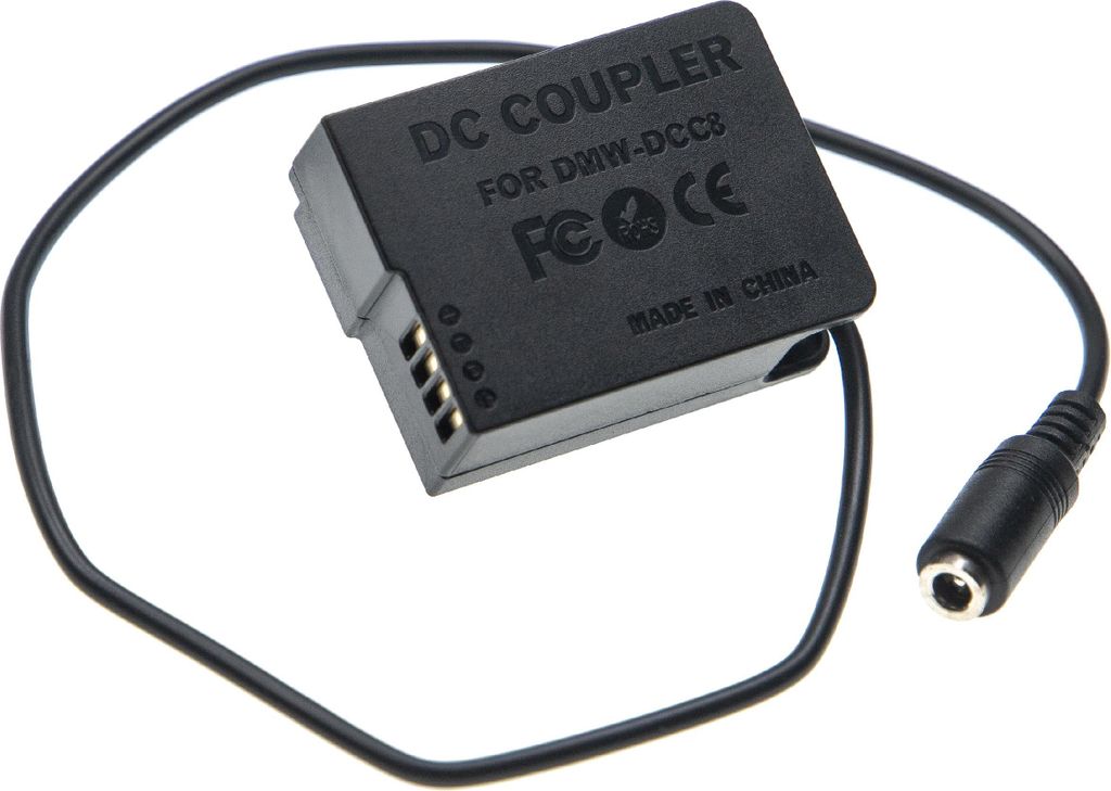 vhbw DC Kuppler Netzadapter Ersatz für Panasonic DMW-DCC8, DMW-DCC8E, DMW-DCC8GU für Kamera, Digitalkamera, DSLR, Spiegelreflex