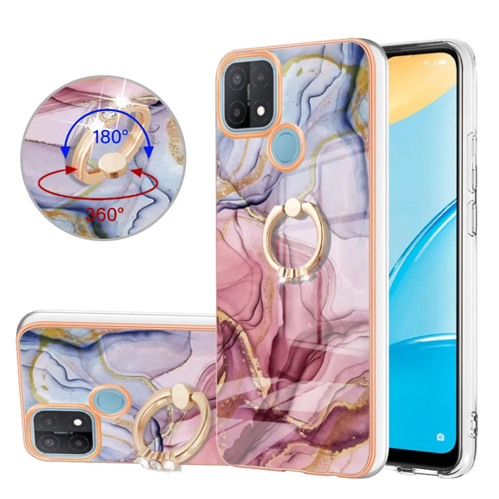 Custodia OPPO A15 Elegante: Silicone Morbido e Anello Oro Rosa