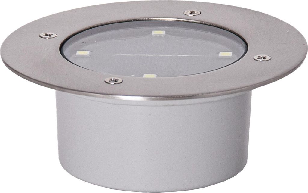 Star Trading 480-50-1 LED-Solar-"Decklight" stainless steel, ca. 12x4,7 cm, 2 warmwhite LED, w/ solar panel, battery, outdoor, four colour box