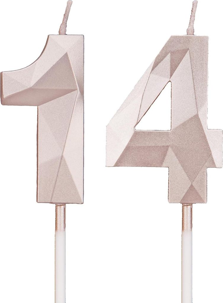 14. Geburtstagskerzen - Torten - Geburtstagsdekoration - Zahlenkerzen - Geburtstag Glücklich - Geburtstagstorte Topper - Feiern - Hochzeiten - Unt...