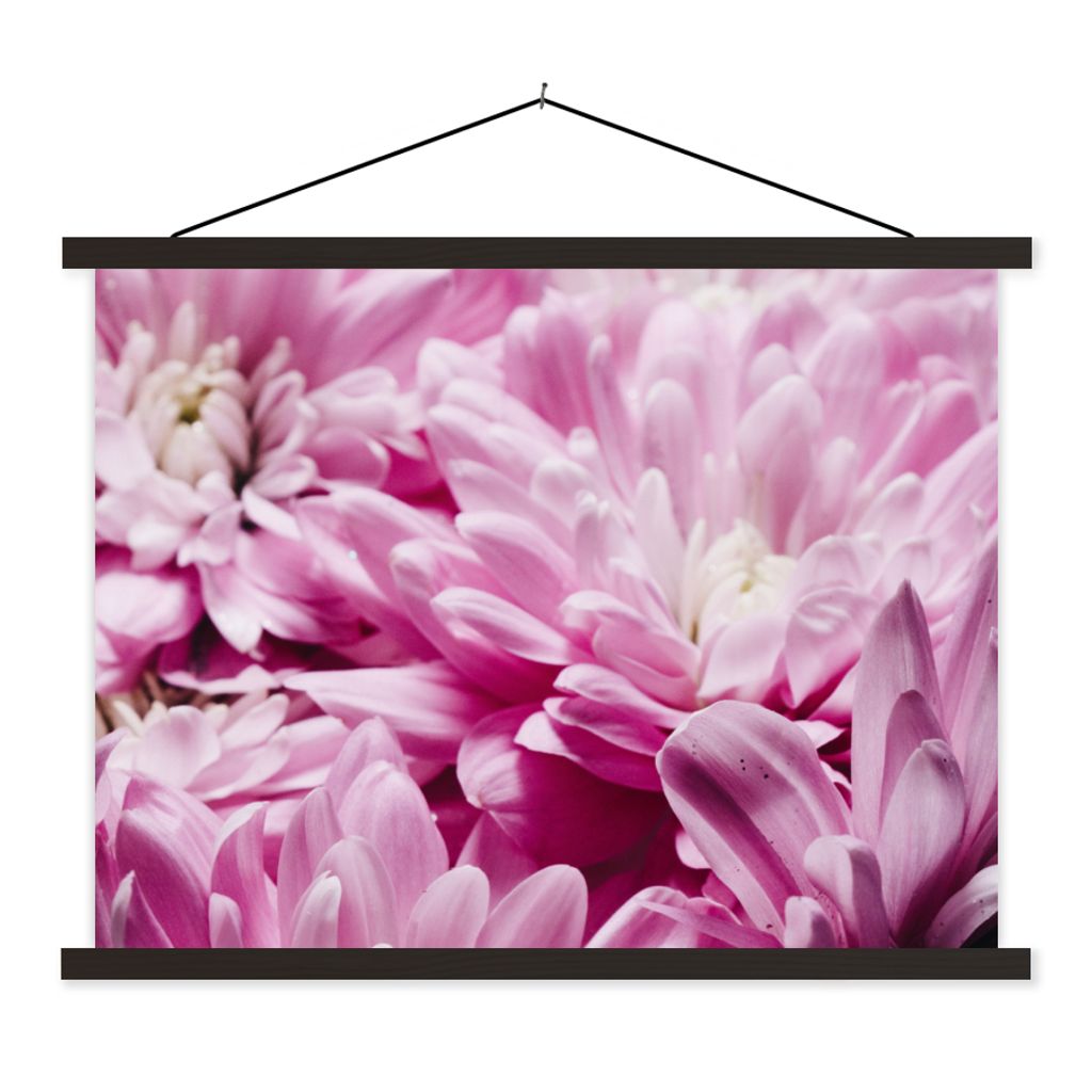 MuchoWow Textilposter Blumen - Rosa - Natur 120x90 cm mit schwarzem Rahmen - Aufhänger für Poster