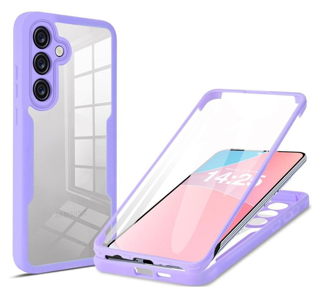 360 Grad Rundum Schutz Handyhülle für Samsung Galaxy A36 5G Full Cover Vollschutz Case Farbe: Violett