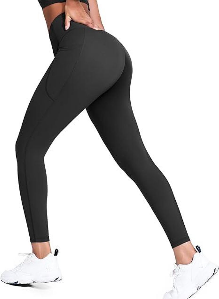 Leggings Damen, Sport Leggings mit Taschen High Waist Leggins Scrunch Butt Kompressionsleggins, Push Up Blickdicht Gym Sporthose Yoga