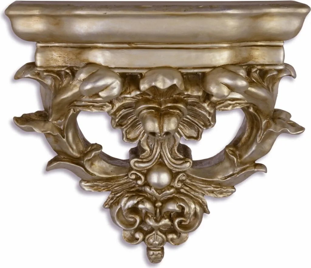 Petite console murale baroque argentée pour entrée et salon chic